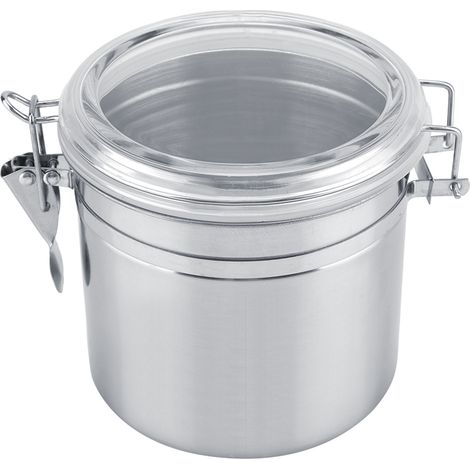 Boîte à café en acier inoxydable avec fermeture sous vide, bocal de conservation pour café, thé et sucre en grains (1100 ml) (1/5)