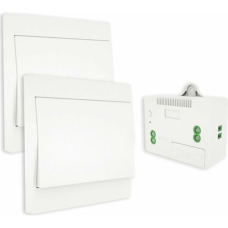 RF433 Interrupteur sans Fil, sans Pile, télécommande Murale Va et Vient, Interrupteur Mural Auto alimenté, sans câble, émetteur pour Panneau Mural (kit à 2 Voies), intérieur extérieur étanche (1/5)