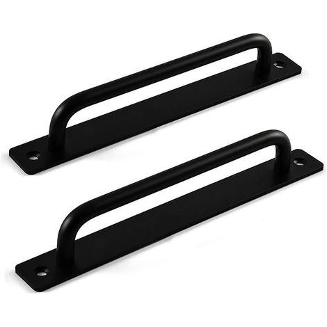 2-piece exterior door handle (black), sliding door handle, barn door handle, wooden door handle (1/5)