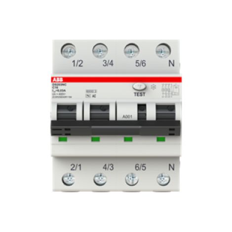 Interruttore differenziale magnetotermico 3p+n 16a curva c tipo ac 30ma abb ds203nc c16 ac30 ds3nc16ac30 (1/3)