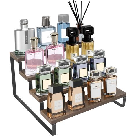 Présentoir à 4 étages en bois pour présentoir de produits, organisateur de parfum, étagère à épices en bois pour soins de la peau, desserts, poupées, petites plantes (1/5)