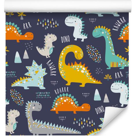 Carta da parati colorata con dinosauri e altri animali per soggiorno e camera da letto, 50x1000 cm (1/5)