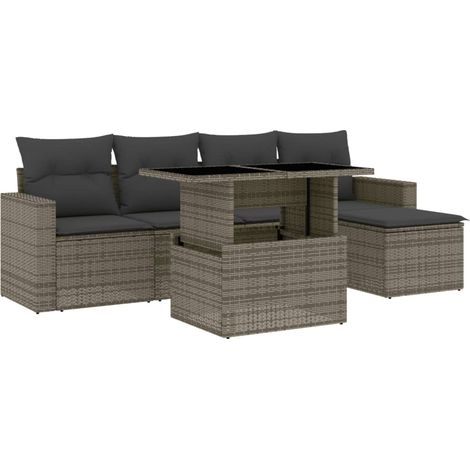 Maison Exclusive - 6-tlg. Garten-Sofagarnitur mit Kissen Grau Pol
