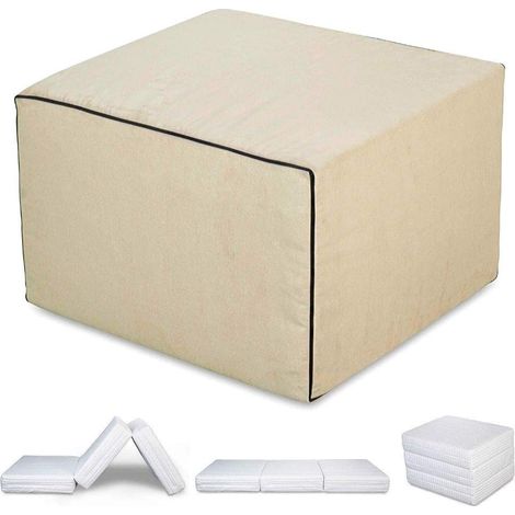 EVERGREENWEB - Pouf Letto con Rivestimento Sfoderabile trasformabile in Confortevole Materasso Singolo 80x190 WATERFOAM alto 15 cm, Pieghevole 3 Pezzi, MULTIUSO Puff Futon Salvaspazio per OSPITI, colo (1/5)