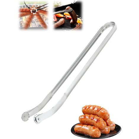 Pince rotative pour saucisses de barbecue, ustensiles de cuisine à long manche antiadhésifs en acier inoxydable (1/5)