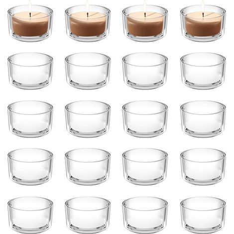 20 Pièces Photophore Bougie,Bougeoir Verre 4,6 x 2,5 cm,Porte Bougie Décorative à Chauffe Plat,Bougeoir en Verre Transparent,pour Mariage,Anniversaire,Fête et Décoration de Table (1/5)