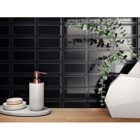 Carrelage mural faience effet classique KNIGHTSBRIDGE Brick 13x6.5cm Night - Brillant - boîte de 0.47 m2 Brick 13x6.5cm Night - - boîte de 0.47 m2