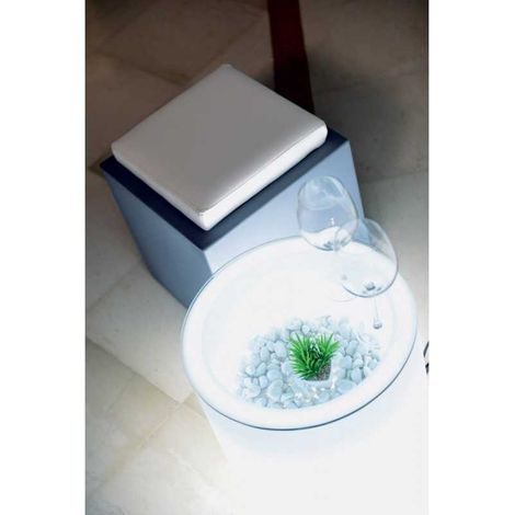 Pouf rond avec lumière led en résine 40X40 cm mod. Square LED Multicolor avec Batterie (1/2)