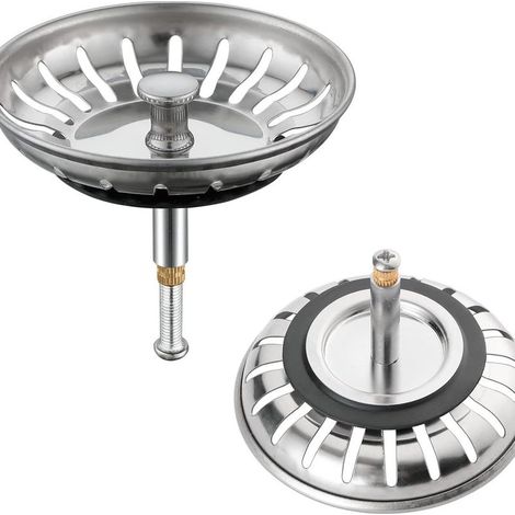 Set mit 10 Edelstahl-Ablaufstopfen für Küchenspülen: Universal-Sieb (Durchmesser: 79 mm), Schlitz-Ablaufstopfen, Anti-Verstopfungs-Sieb, Schnellablauf-Spülbeckenkorb. (1/5)