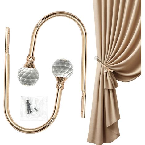 Drapery Holdbacks Crystal Ball Curtains Hooks Metal Wall (1/5)