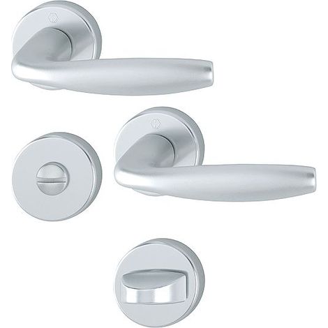 Coppia di maniglie a leva su rosa New-York HOPPE 1810/42K/42KS Argento Alu - Beccuccio a canna condannato - 3736195