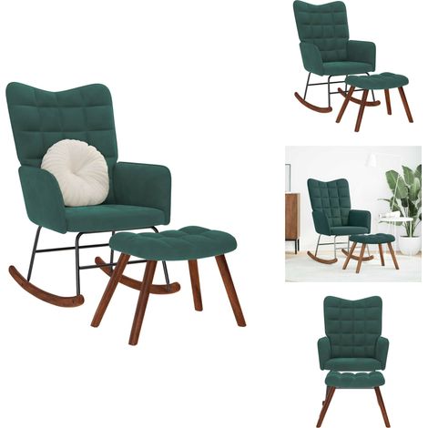 Chaise à bascule avec repose-pied vert foncé velours - Fauteuil À Bascule Avec Tabouret - Fauteuils À Bascule Avec Tabourets - Fauteuil À Bascule - Chaise (1/5)