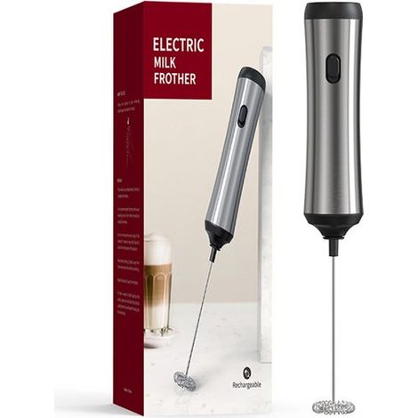Espumador de leche manual,Espumador de leche eléctrico con agitador de acero inoxidable,Espumador de leche recargable,Incluye cable USB (1/5)
