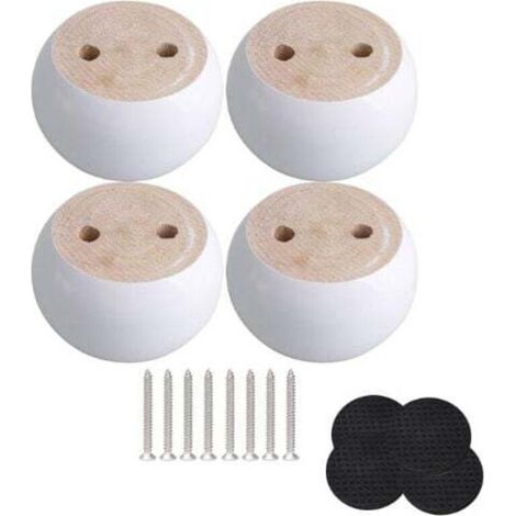 Set of 4 round furniture legs in white eucalyptus wood