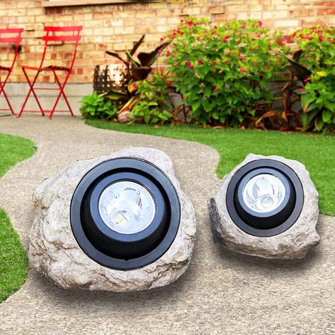 2 Stück – Solar-Gartenbeleuchtung – Superheller Solar-Flutlichtstrahler – Wasserdichte LED-Solar-Außenbeleuchtung für Gartenwege und -pfade – 2-teilig (1/4)