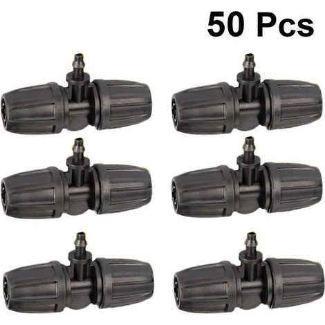 Kit de 50 raccords de tuyauterie pour irrigation, connecteurs droits, raccords de plomberie noirs pour l'irrigation de jardin (1/2)