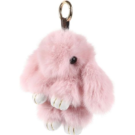 Lapin porte-clés 12 cm fourrure de lapin porte-clés voiture sac à main porte-clés sac pendentif à breloques, (1/5)