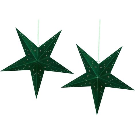 Set di 2 stelle LED in carta verde smeraldo 60 cm Motti