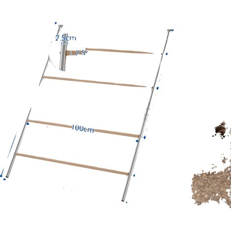 Escalera para perchas de gallinas, acero galvanizado, percha de madera resistente, color caqui oscuro. (1/2)