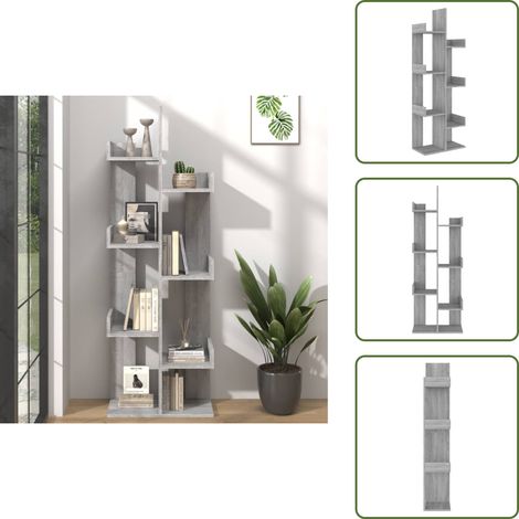 Bücherschrank 48x25,5x140 cm Grau Sonoma Holzwerkstoff - Bücherregal - Regal - Holzmöbel - Wohnraumgestaltung - Dekorationsregal (1/5)