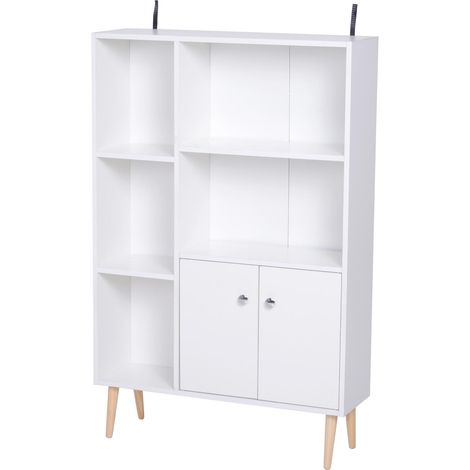 Mobiletto Libreria con Piedini in Legno di Pino Bianco 80x23.5x118 cm (1/5)