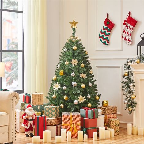 Yaheetech Sapin de Noël Artificiel 152 cm avec 437 Branches et des Embouts Bouclés, Arbre de Noël Décoratif en PVC avec Support en Métal (1/5)