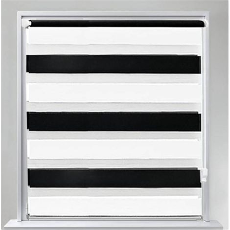 Eurohome Tenda Rullo Doppia 100x150 cm Bianco Nero Senza Foratura (1/4)