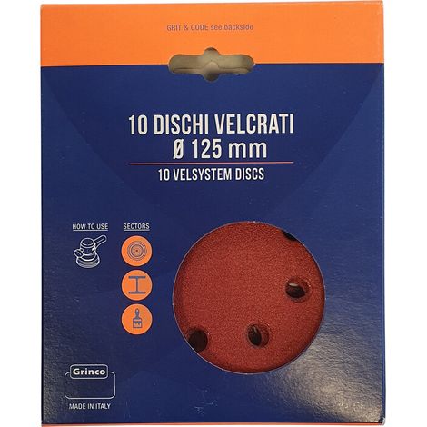 DISCO ABRASIVO VELCRO 8 FORI D 125 MM GR 80 CF 10- 1,0 confezione