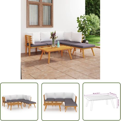 Salon de jardin 6 pcs Contemporain, Ensemble repas de jardin, avec coussins Bois d'acacia solide OIB5346E (1/5)