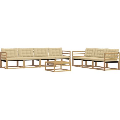 Outdoor Sofa Set 8 pcs White and Beige vidaXL