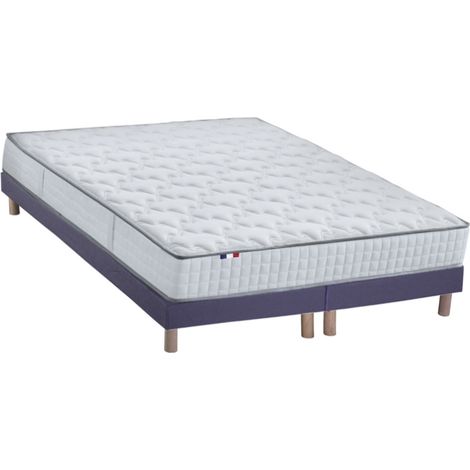 Ensemble literie : matelas à ressorts ODYSSEE et mémoire de forme avec 2x90 x 200 Sommier Bleu denim (1/5)