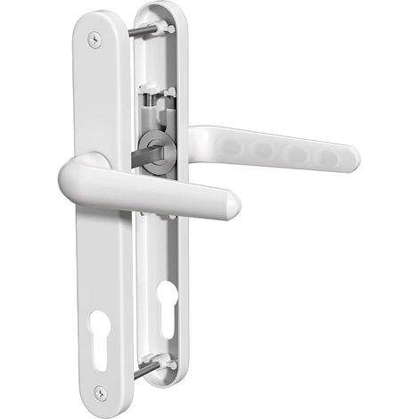 UPVC Poignée de porte,Blanc,Axe de 92mm,Centres de vis de 122mm,Plaque arrière de 210mm,Système de ressort de haute qualité,Convient à toutes les portes d'entrée en UPVC,Porte de patio