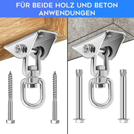 Acier Inoxydable Lourds Crochet De Plafond - Crochets De Suspension - 4 Vis De Fixation Pour Béton Bois Ensembles - Yoga, Hamac - Chaise Accrochante (1/5)