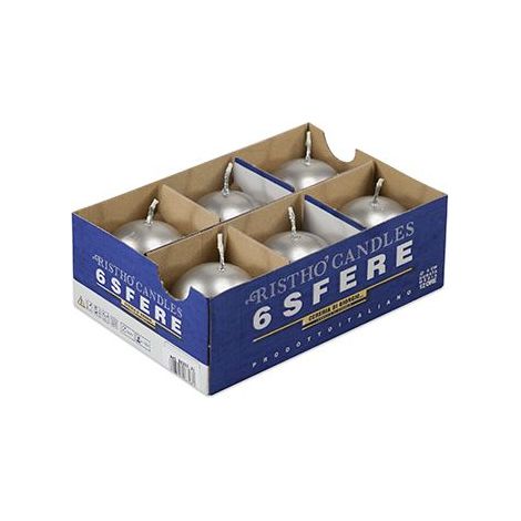Cereria Di Giorgio Candele sfera Ø 6 cm (6pz) - Argento