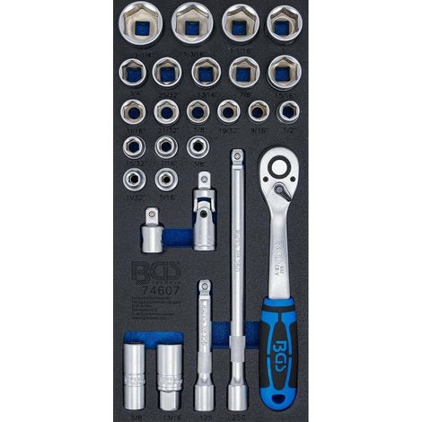 Insert de Servante d Atelier 1/3 - Jeu de Clés à Douilles 27 pcs 12,5 mm (1/2) - Acier Résistant - Polyvalence - D-Work