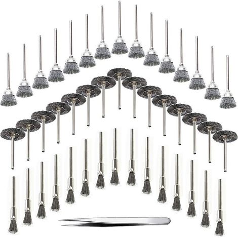 45 Pièces Outil de Perceuse à Bois Brosse Métallique Fil d'Acier Inoxydable Brosse de Perceuse Rotative en Métal, Argent (Acier Inoxydable) (1/4)