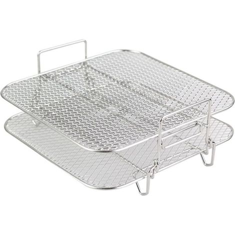 Grille Empilable 2 Étages en Acier Inoxydable pour Air Fryer 4.2 à 5.8 QT Four Vapeur Cuiseur Cuisine