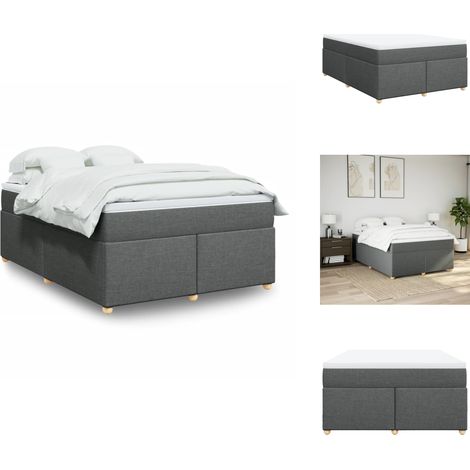 Boxspringbett mit Matratze Dunkelgrau 160x200 cm Stoff - Boxspringbett - Boxspringbetten - Bett - Bett Mit Stauraum (1/5)