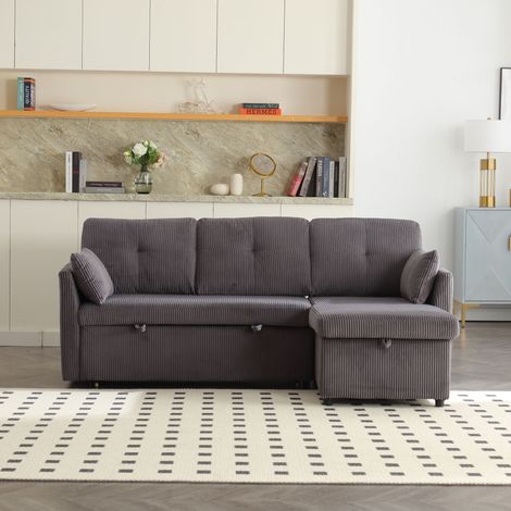 Canapé-lit multifonction avec rangement et lit gigogne, méridienne interchangeable, canapé d’angle modulaire en L avec assises de rangement, canapé d’angle modulable pour salon (1/5)