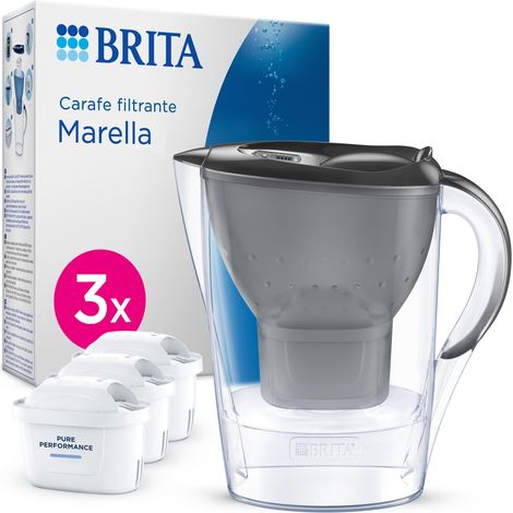 Carafe Filtrante Marella 2,4L Gris + 3 Cartouches MAXTRA PRO All-in-One Emballage Durable (1/5)