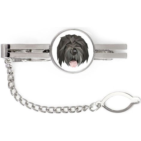 Terrier negro ruso: pinza de corbata geométrica con foto e inscripción Art-Dog (1/4)
