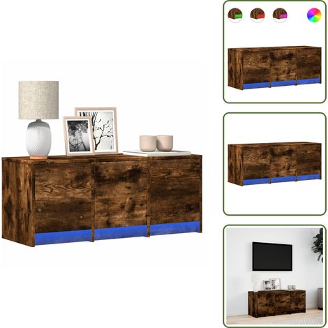 Supporto TV con luci - vidaXL Mobile Porta TV con LED Rovere Fumo 97x34x40 cm in Truciolato - Mobile TV con piano stabile