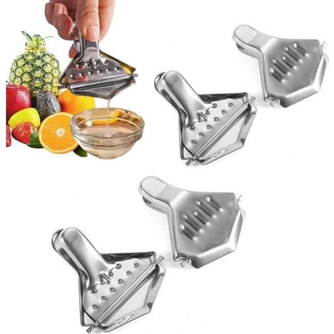 Presse agrume manuel,4 pcs presse-citron en acier inoxydable,pince à fruit manuel,gadget de cuisine,pour (1/4)