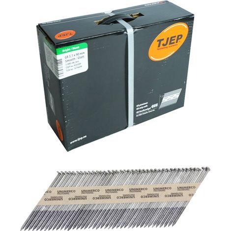 Pack de 4000 clous en bande 34° sans gaz – 2.8 x 70 mm crantés – Acier brut pour cloueurs pneumatiques et à batterie – Tjep