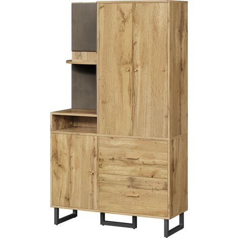 Armario de entrada compacto de MDF madera y negro 110 x 38 x 186 cm (1/5)