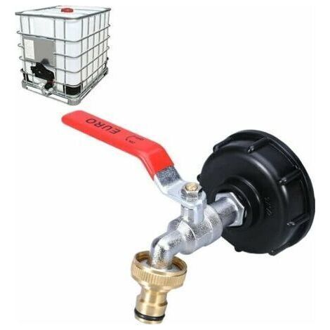 Faucet for IBC Tank 1000L, Double Brass Faucet with 1/2" IBC Water Tank Adapter, 60 MM (1/2) Coarse Thread... (1/5)