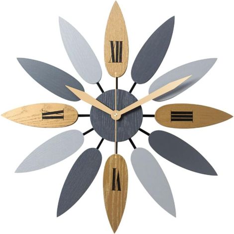Modern Design Wall Clock, Giant 52cm Wall Clock, Leaf-Shaped Wall Clock, Elegant Wall Clock, Colorful Vintage Kitchen Wall Clock with Roman Numerals (1/5)