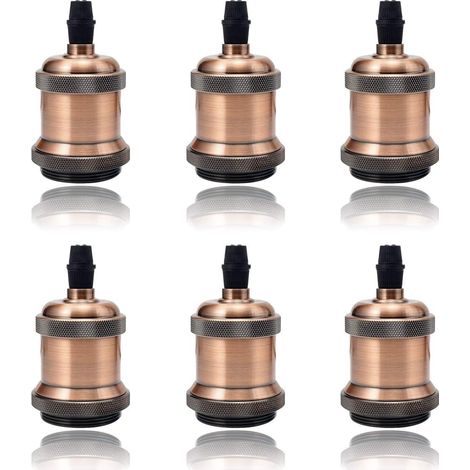 LED Lighting 6 Pack E27 Vintage Ampoule solide céramique douille Support de lampe Rétro Edison Vis Ampoule adaptateur Socket, Rouge (1/3)