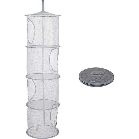 hanging Storage Net With 4 Compartments, (gray)portable Multi-function Foldable Space Saver Mesh Organizer Dryer For Sundries Clothes (1/5)