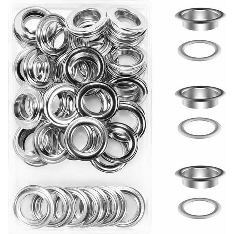 50 Grommets Eyelets Ensembles Oeillets 20Mm Grommet Kit Oeillet Pour Toile Bâche Tente De Réparation Argent